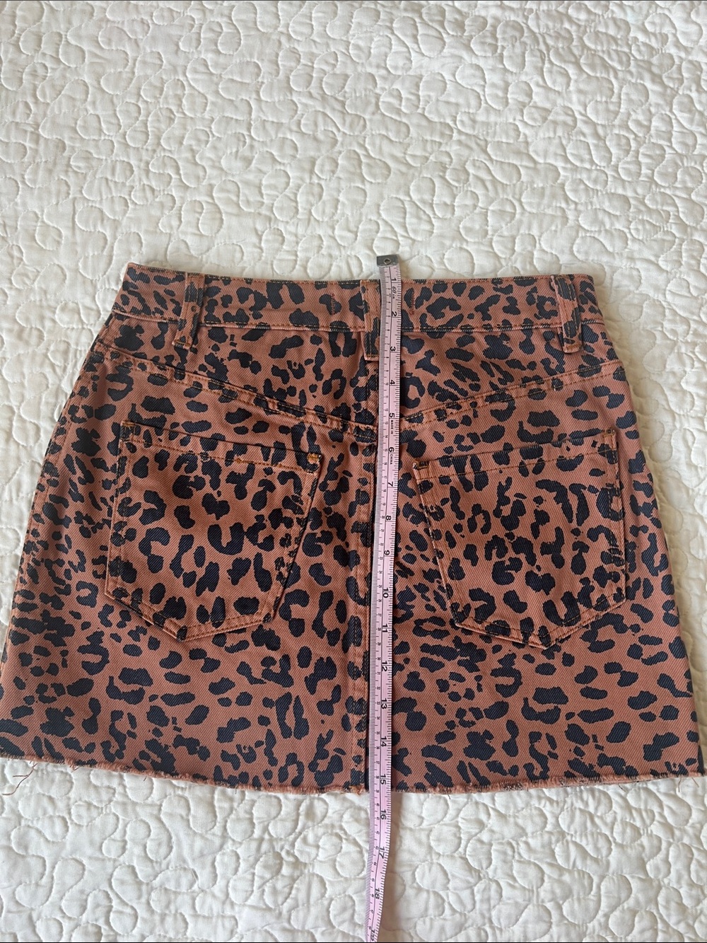 We The Free Brown & Black Leopard Zip-Front Mini Skirt 15 inches waist and 15 in - Picture 5 of 8